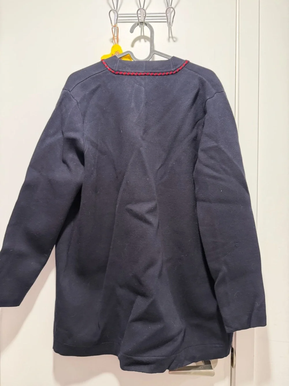 Sandro Navy Open-Front Cardigan with Red Trim - Picture 8 of 8